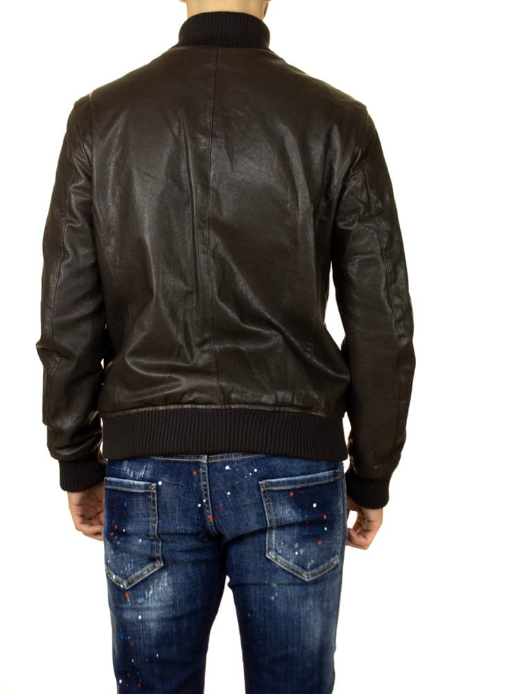 Ανδρικό Δερμάτινο Bomber Μπουφάν Καφέ Maffei 5127690104-BROWN