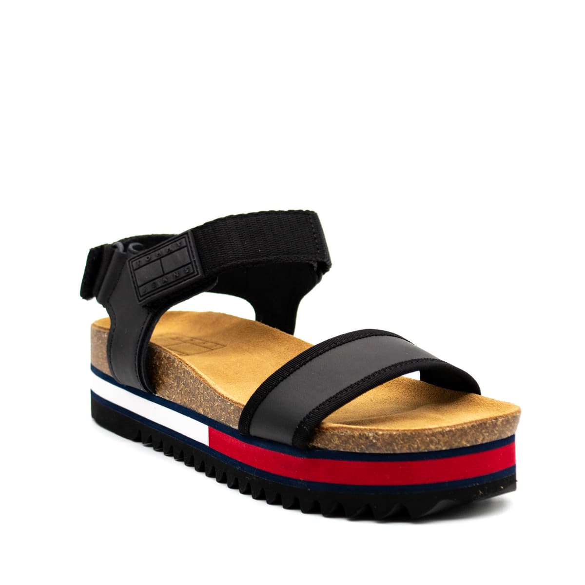 Γυναικεία Δερμάτινα Flag Outsole Σανδάλια Μαύρα Tommy Jeans EN0EN01806-BDS