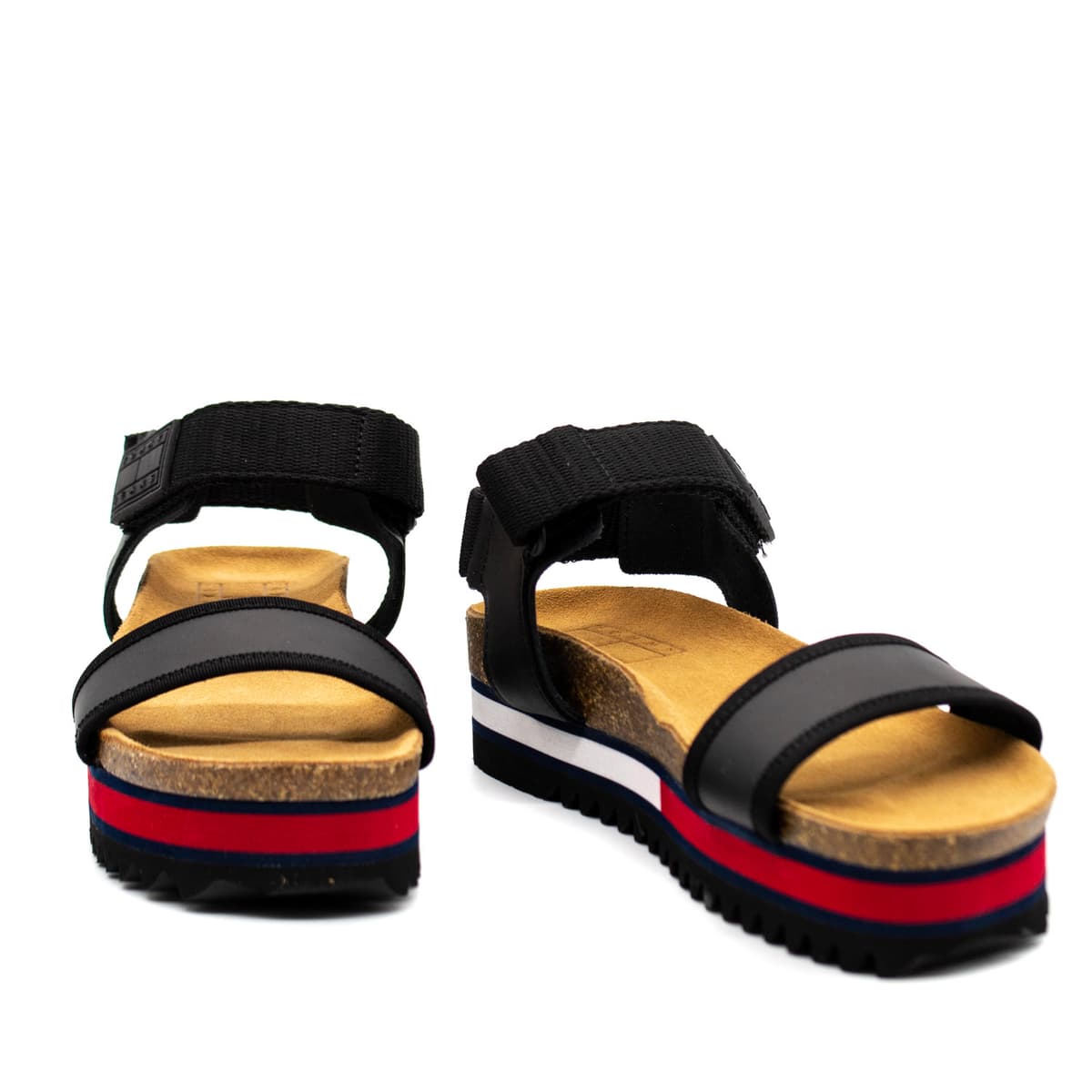 Γυναικεία Δερμάτινα Flag Outsole Σανδάλια Μαύρα Tommy Jeans EN0EN01806-BDS