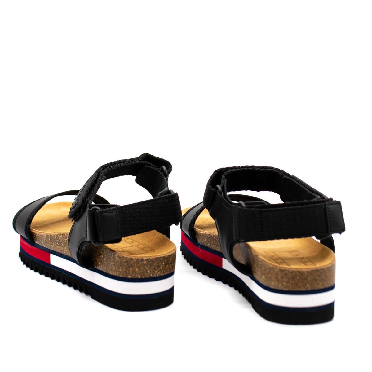 Γυναικεία Δερμάτινα Flag Outsole Σανδάλια Μαύρα Tommy Jeans EN0EN01806-BDS