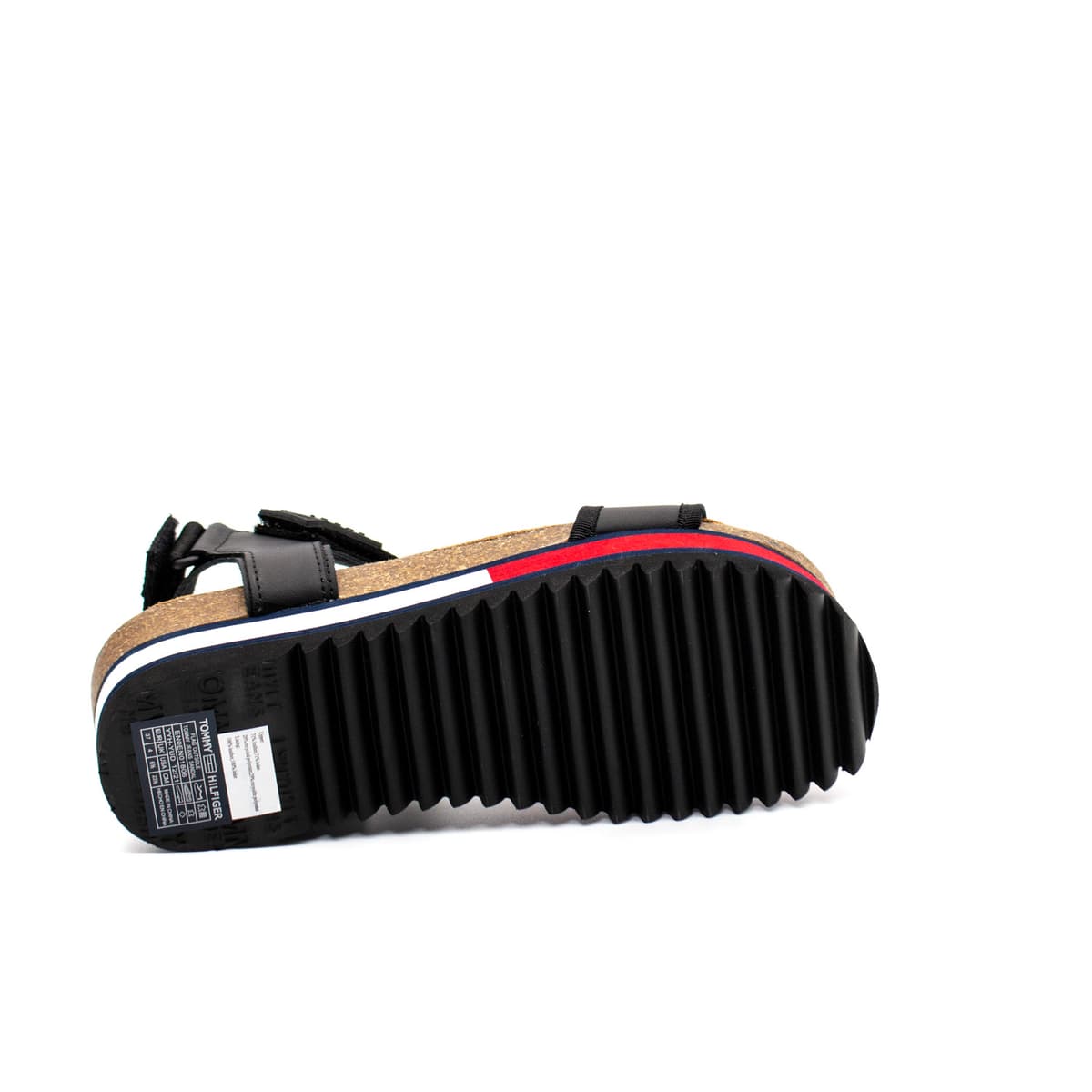 Γυναικεία Δερμάτινα Flag Outsole Σανδάλια Μαύρα Tommy Jeans EN0EN01806-BDS