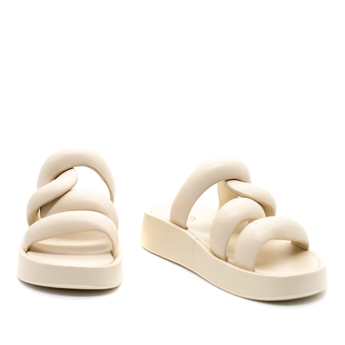 Γυναικείες Δερμάτινες Versus Combo C Παντόφλες Μπεζ Ash SS22M13602300-Talc