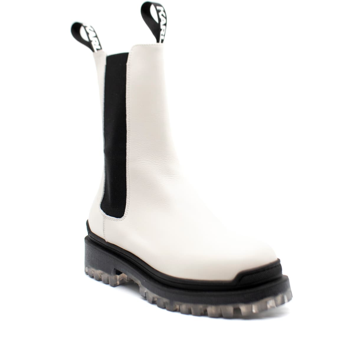 Γυναικεία Δερμάτινα Long Gore Μποτάκια Λευκά Karl Lagerfeld KL41680-011 WHITE