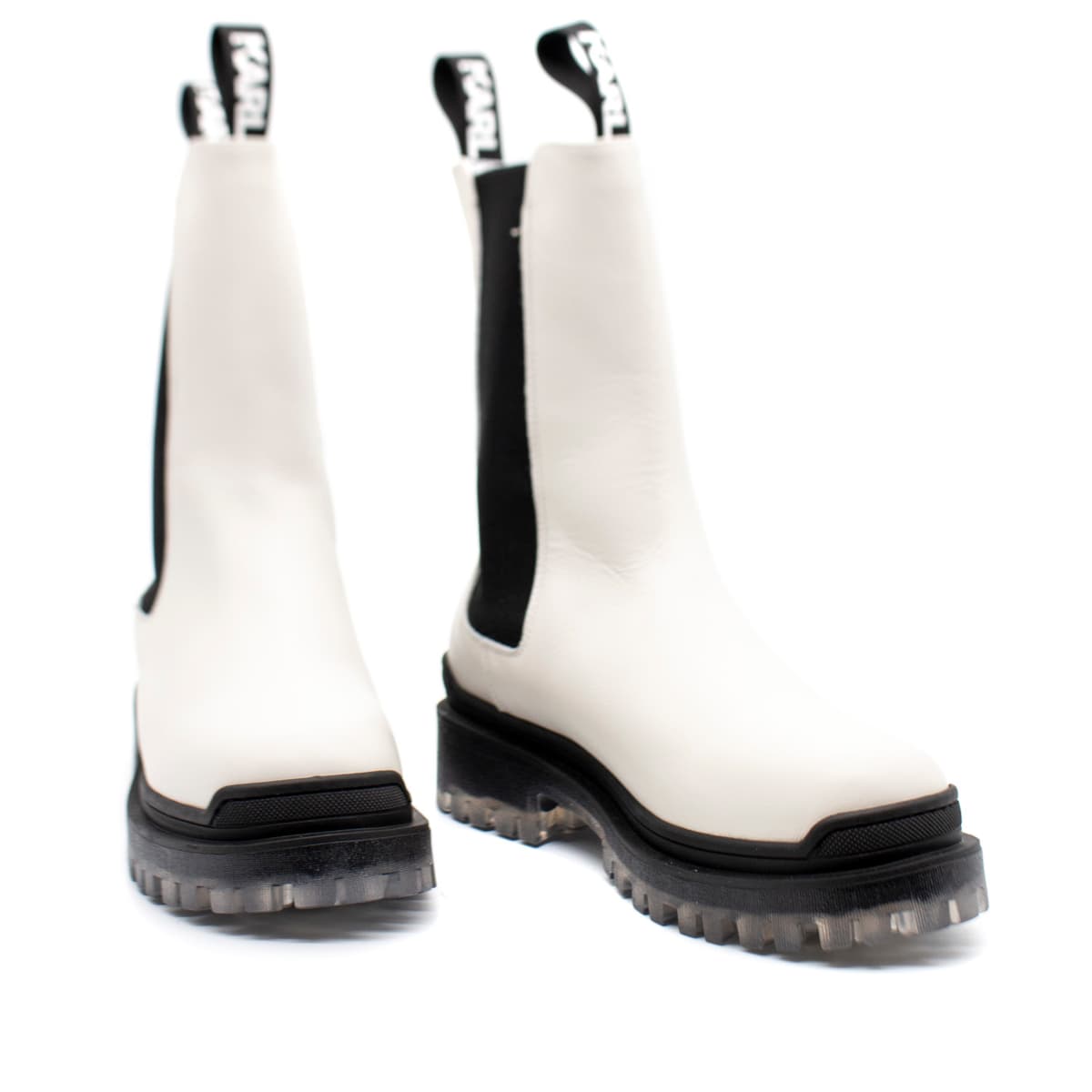 Γυναικεία Δερμάτινα Long Gore Μποτάκια Λευκά Karl Lagerfeld KL41680-011 WHITE