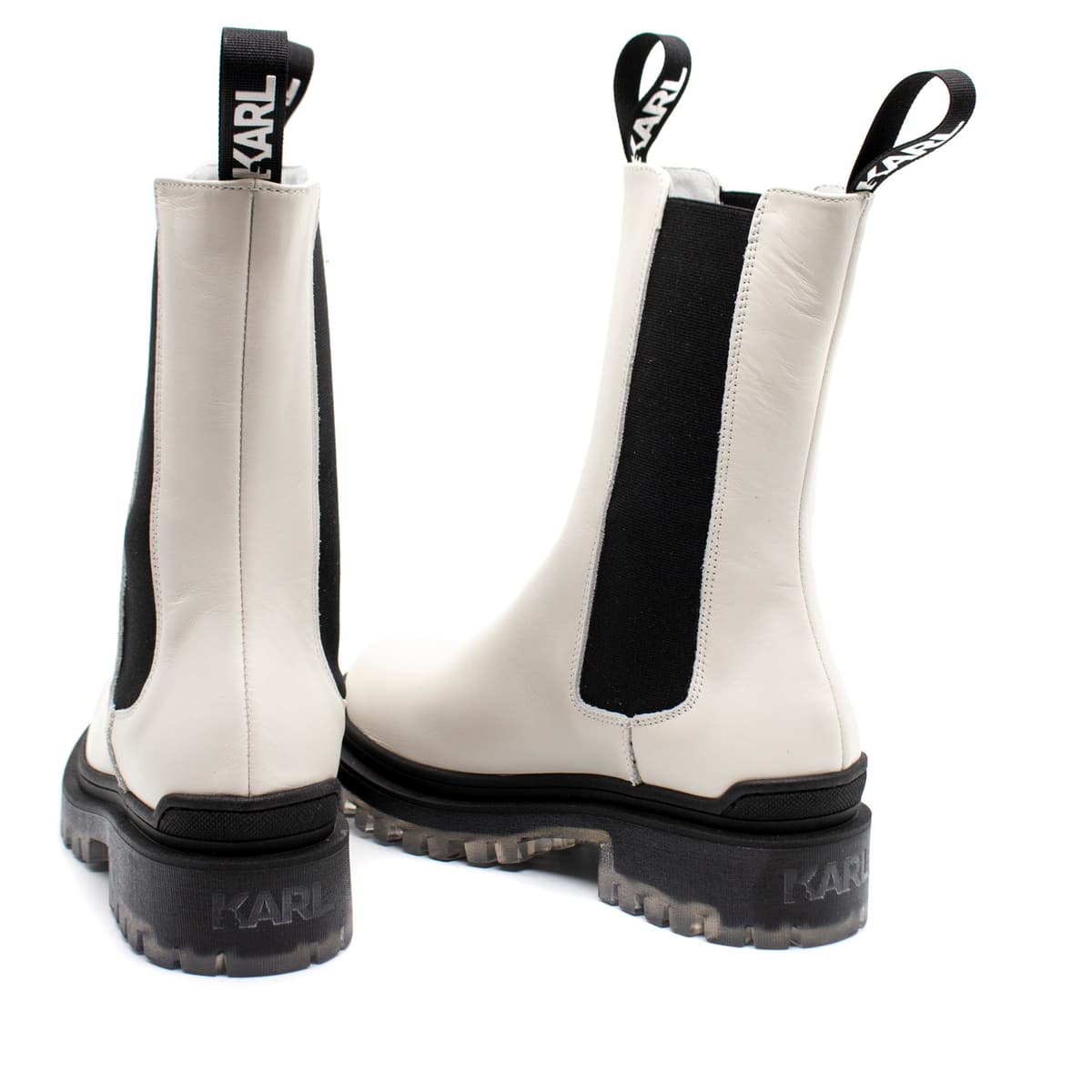 Γυναικεία Δερμάτινα Long Gore Μποτάκια Λευκά Karl Lagerfeld KL41680-011 WHITE