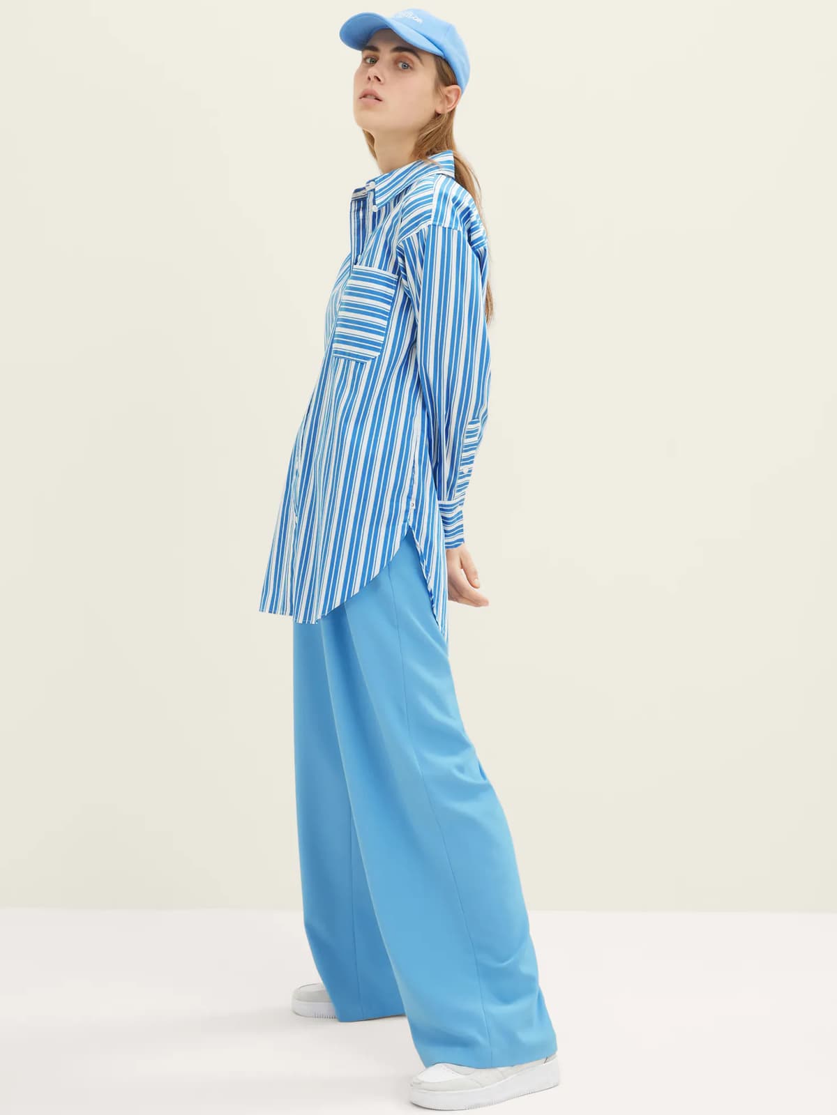 Γυναικείο Ριγέ Πουκάμισο Γαλάζιο Tom Tailor 032792-31189