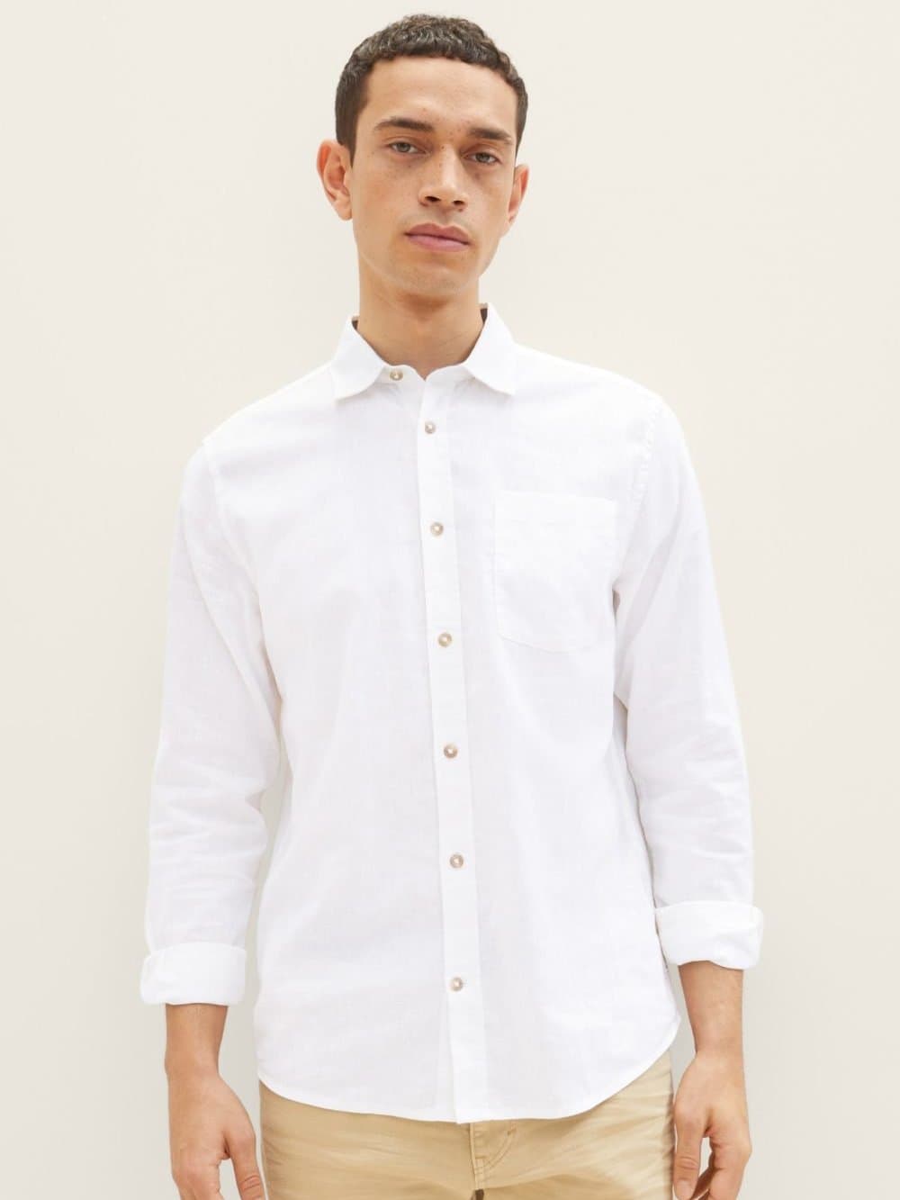Ανδρικό Λινό Πουκάμισο Λευκό Tom Tailor 034904-20000