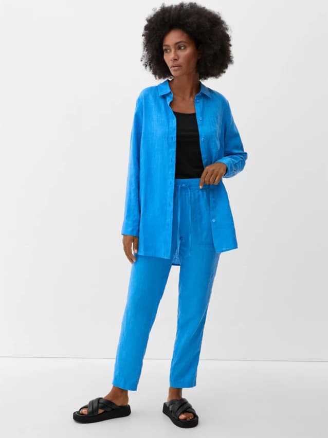 Γυναικείο Λινό Πουκάμισο Μπλε S.Oliver 2129198-5520