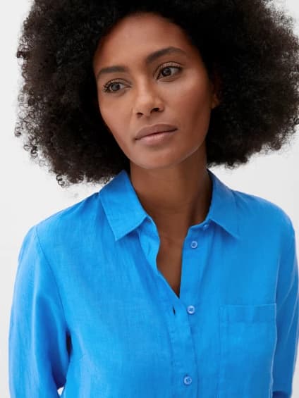 Γυναικείο Λινό Πουκάμισο Μπλε S.Oliver 2129198-5520