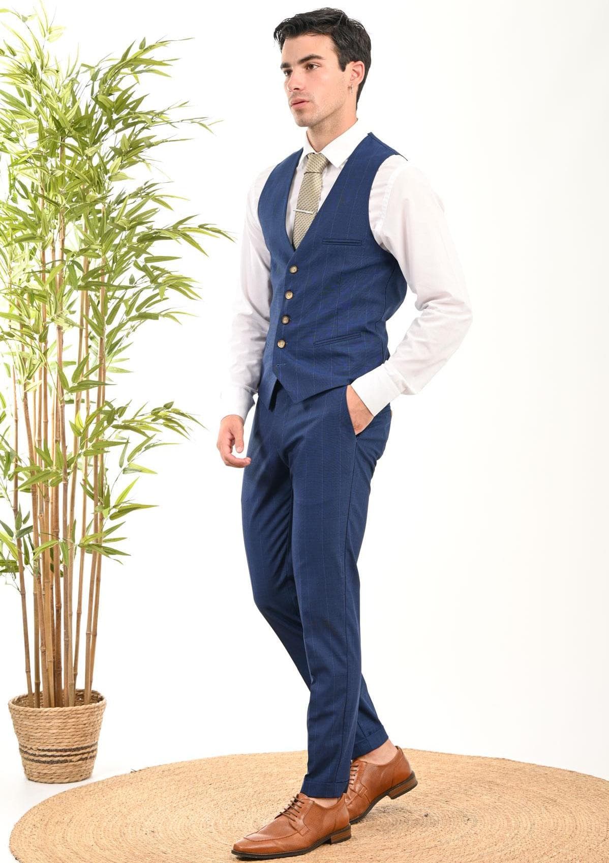 Ανδρικό Καρό Γιλέκο Μπλε Vittorio 10023verde-blue