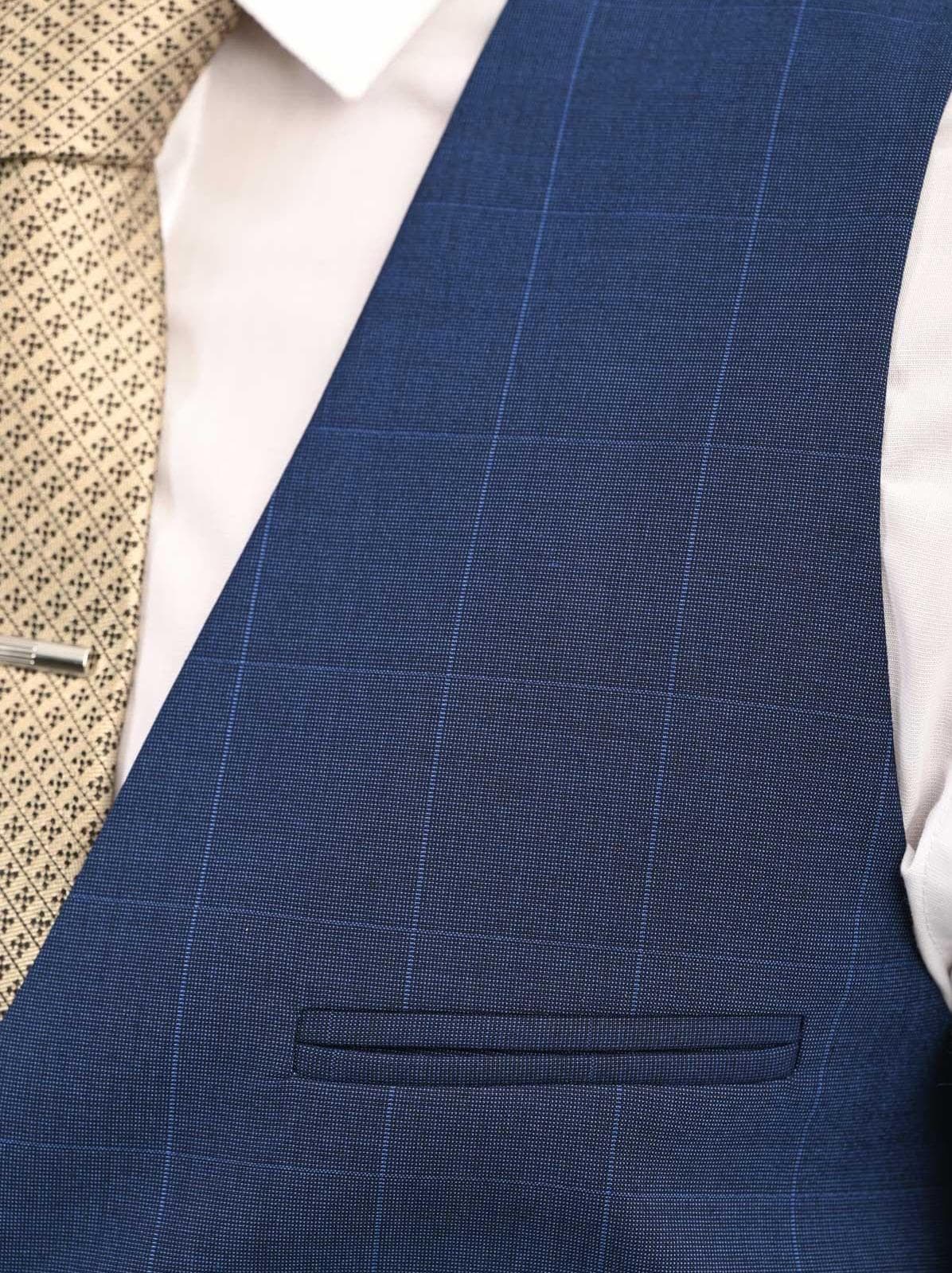 Ανδρικό Καρό Γιλέκο Μπλε Vittorio 10023verde-blue