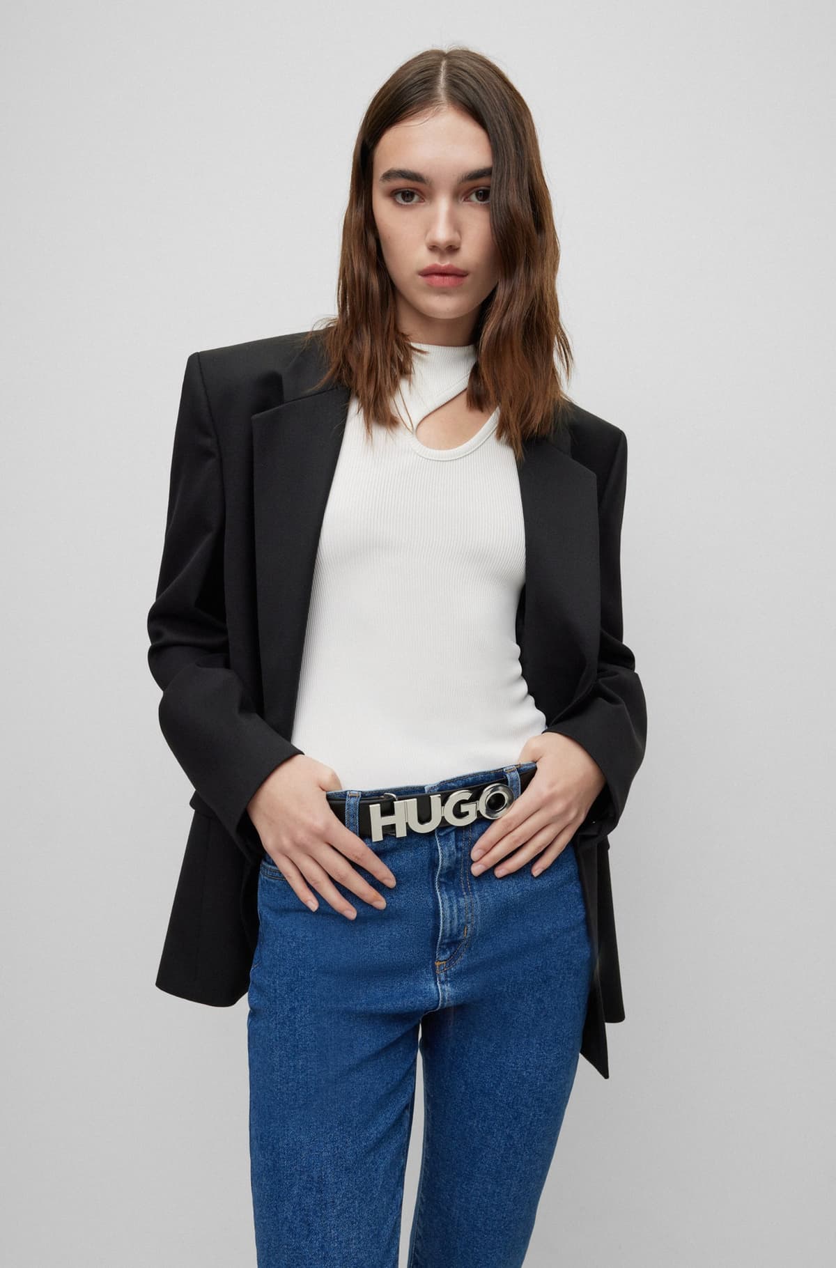 Γυναικεία Δερμάτινη Zula Ζώνη Μαύρη Hugo 50470629-001