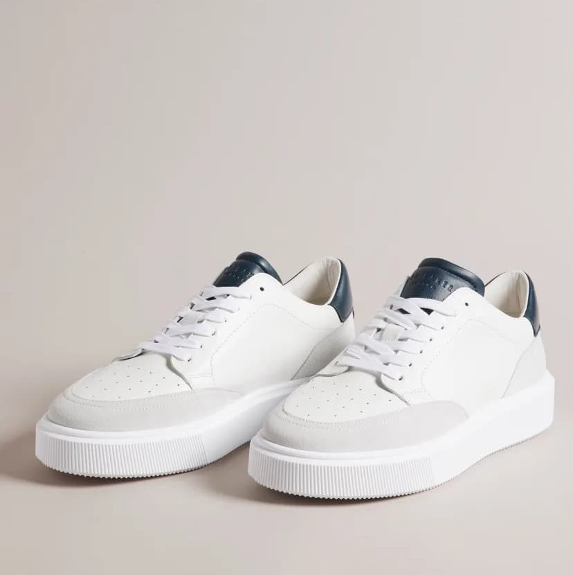 Ανδρικά Δερμάτινα Luigis Sneakers Λευκά Ted Baker 270903-WHITE NAVY