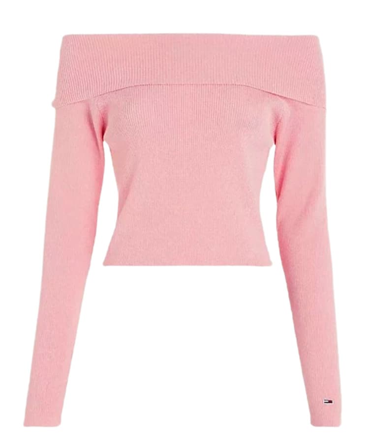 Γυναικείο Off Shoulder Πουλόβερ Ροζ Tommy Jeans DW0DW17501-THA