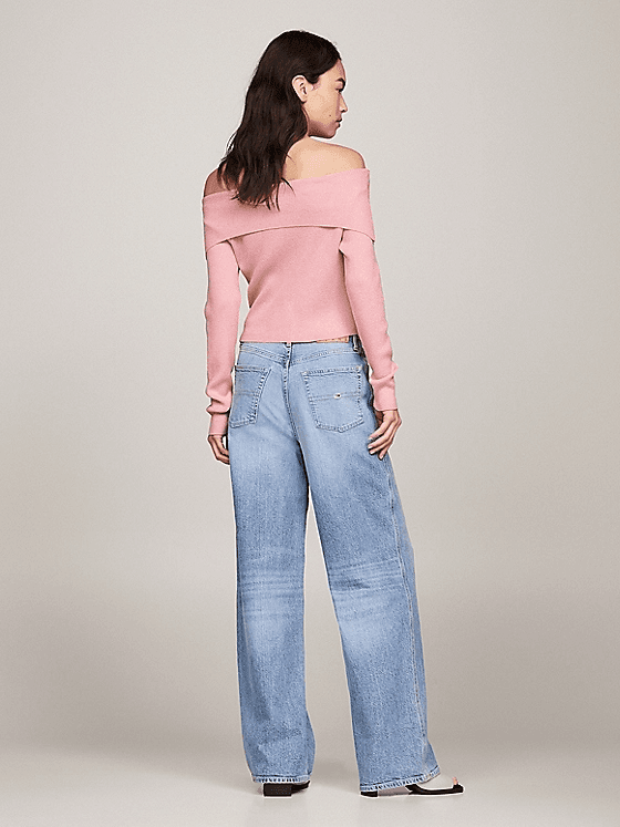 Γυναικείο Off Shoulder Πουλόβερ Ροζ Tommy Jeans DW0DW17501-THA