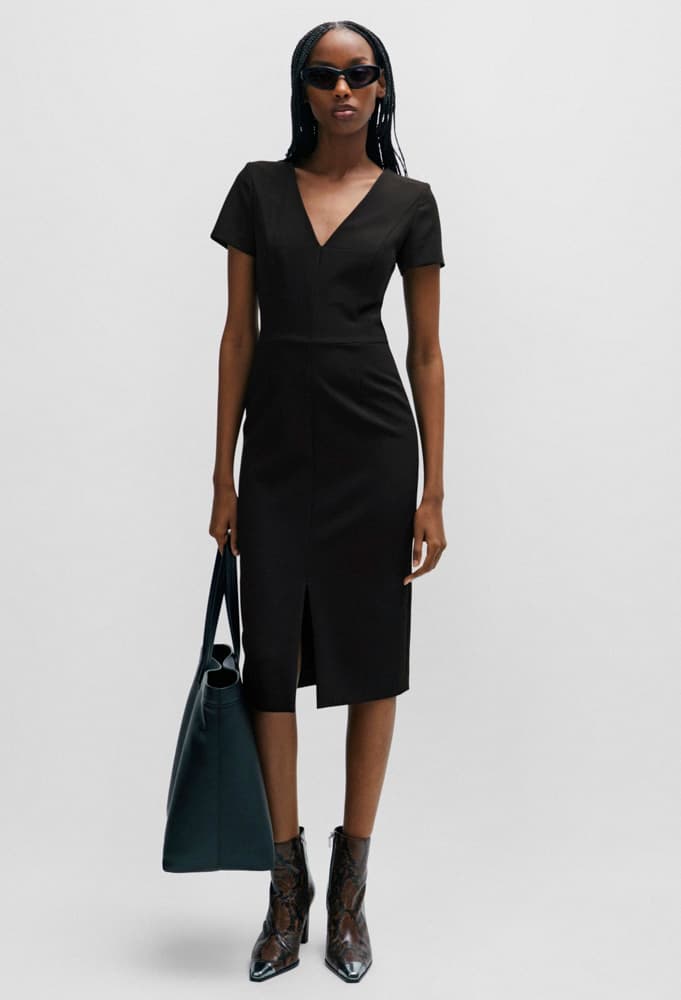 Γυναικείο Κοντομάνικο Kalamara Φόρεμα Μαύρο Hugo 50508611-001