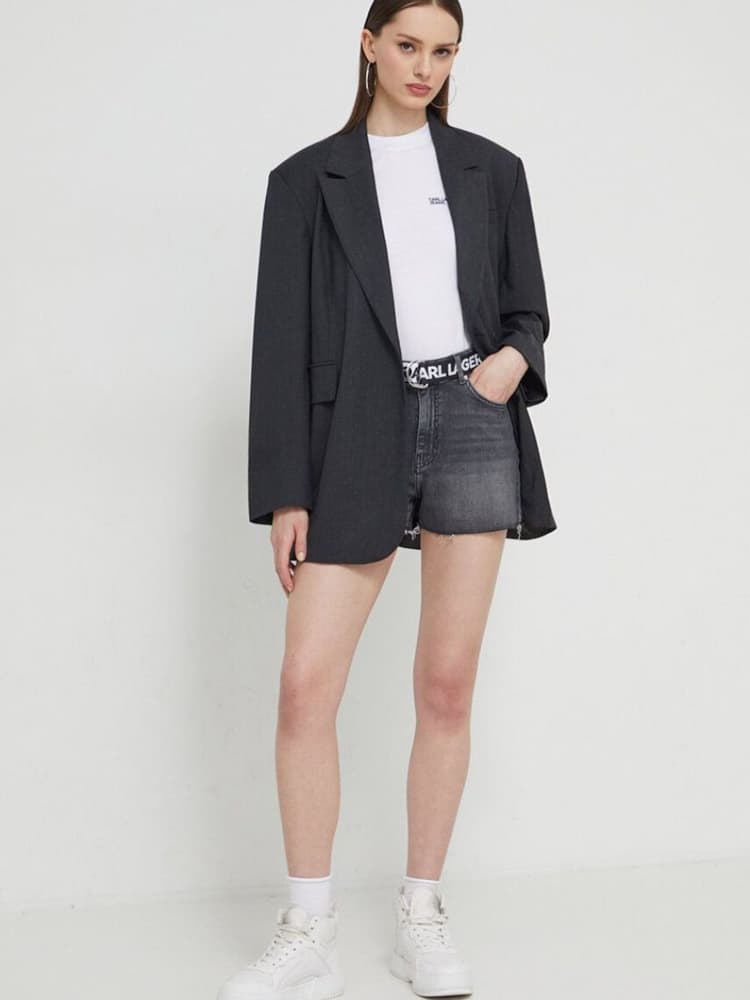 Mid Rise Belted Denim Shorts Women Karl Lagerfeld