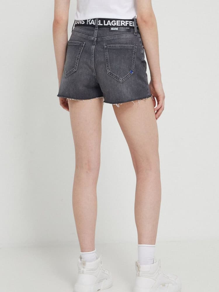 Mid Rise Belted Denim Shorts Women Karl Lagerfeld