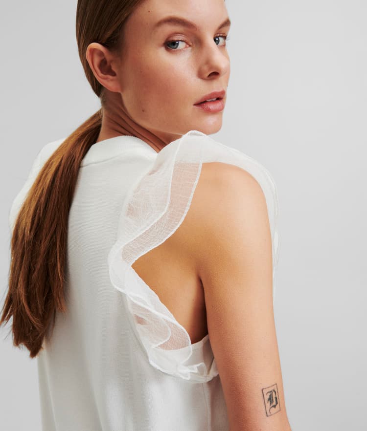 Γυναικείο Puff Sleeve Top Λευκό Karl Lagerfeld 235W2003-100 WHITE