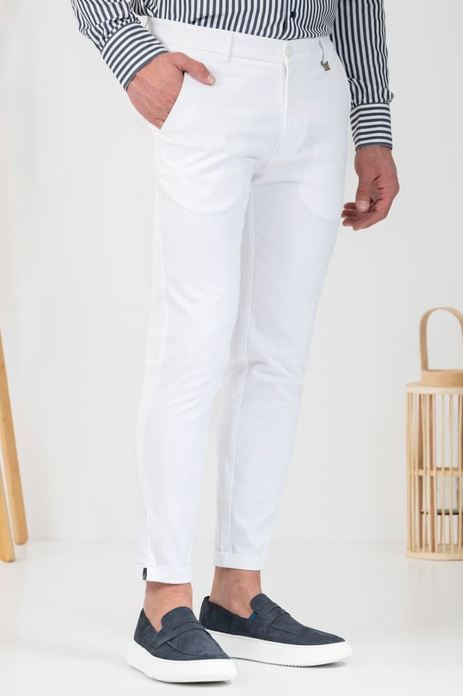 Ανδρικό Παντελόνι Λευκό Vittorio ALTOD-WHITE