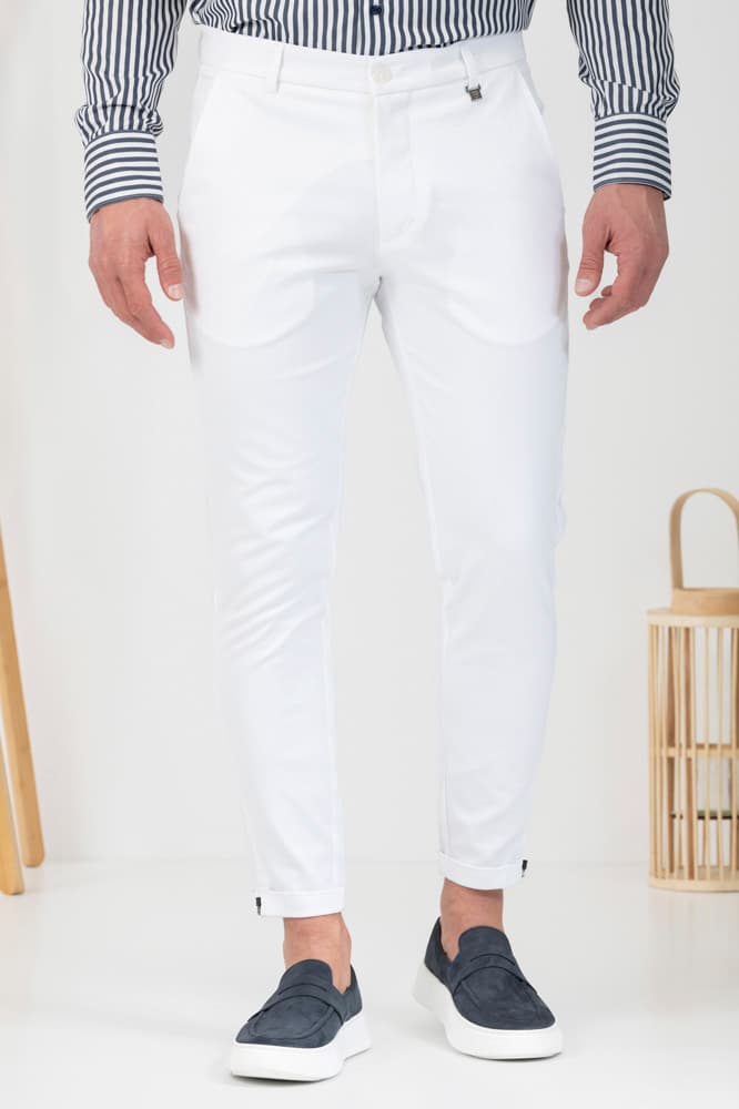 Ανδρικό Παντελόνι Λευκό Vittorio ALTOD-WHITE