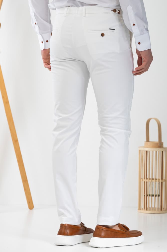 Ανδρικό Παντελόνι Λευκό Vittorio REBBIO-WHITE