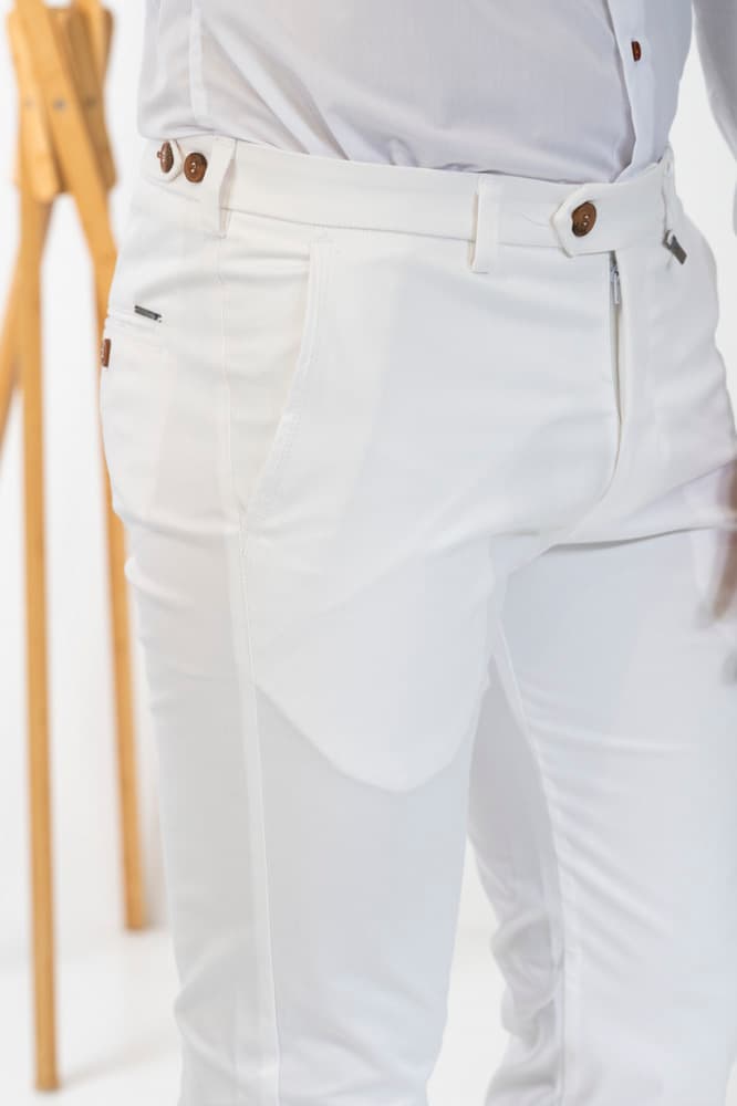 Ανδρικό Παντελόνι Λευκό Vittorio REBBIO-WHITE