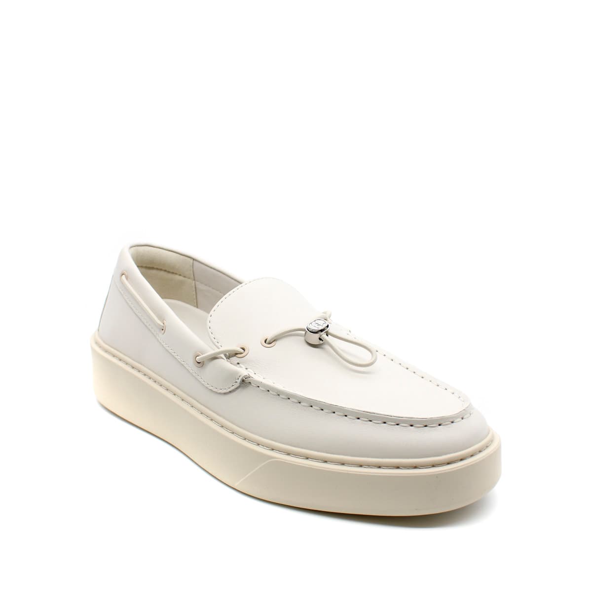 Ανδρικά Δερμάτινα Deck Slip On Loafers Λευκά Karl Lagerfeld KL53314-011 WHITE
