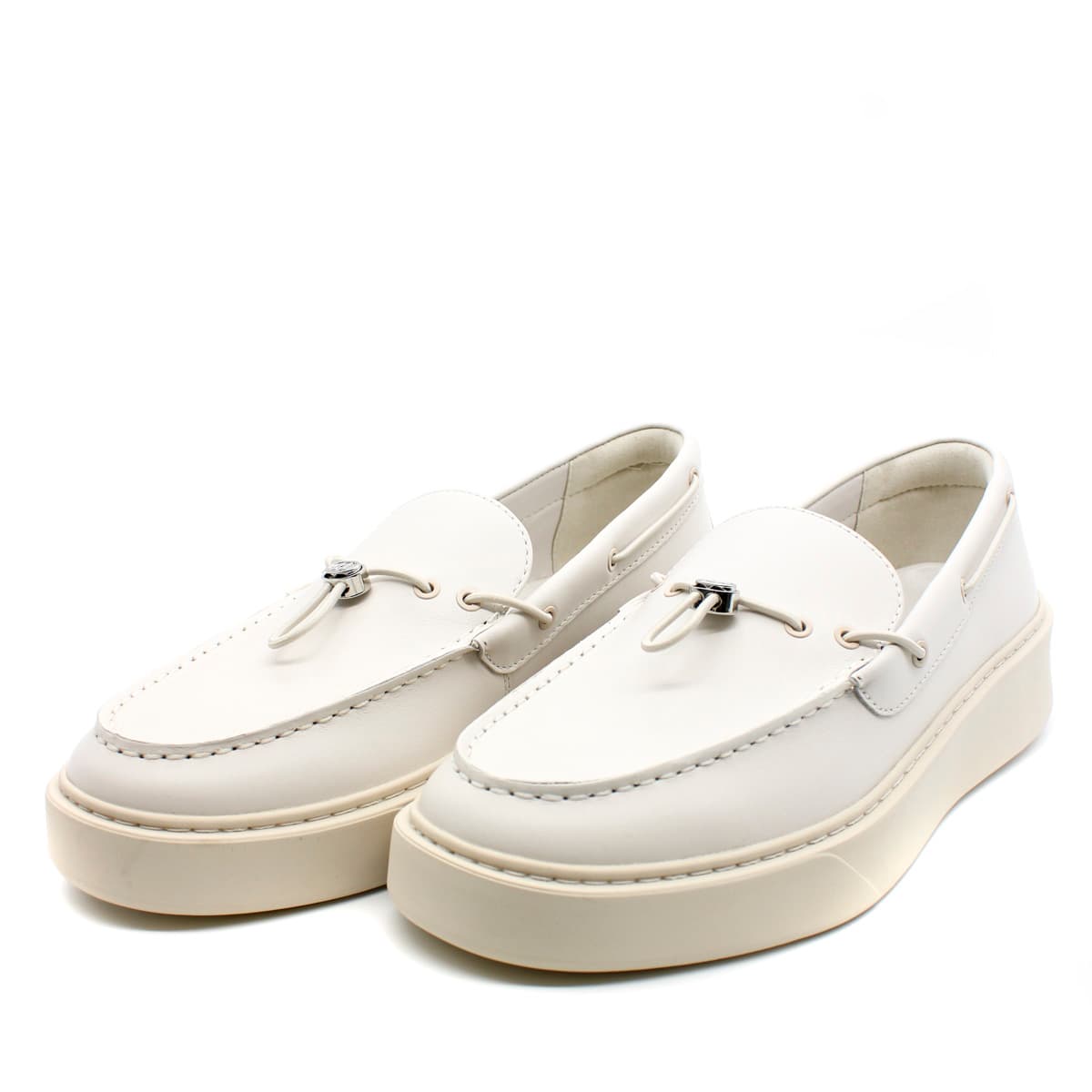 Ανδρικά Δερμάτινα Deck Slip On Loafers Λευκά Karl Lagerfeld KL53314-011 WHITE