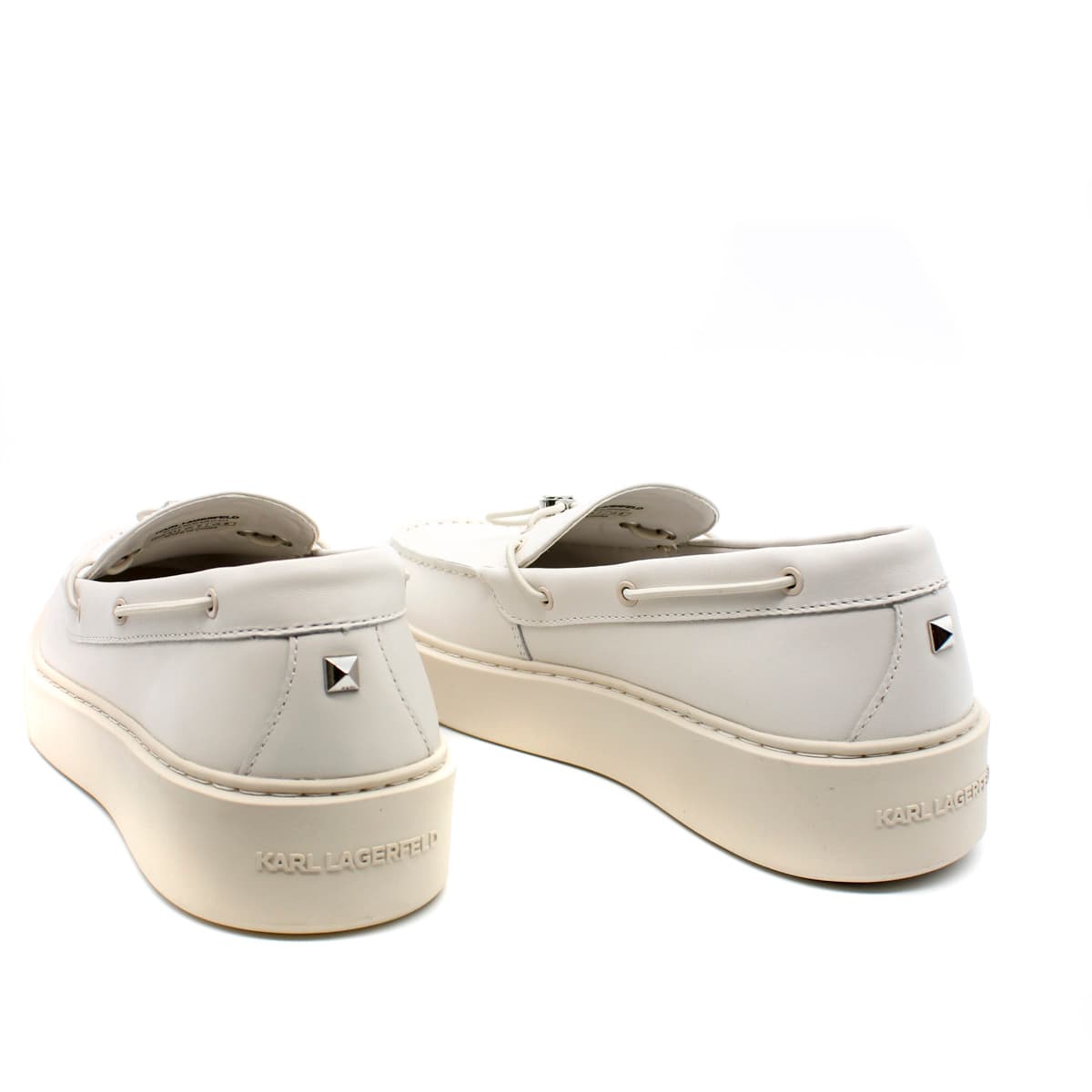 Ανδρικά Δερμάτινα Deck Slip On Loafers Λευκά Karl Lagerfeld KL53314-011 WHITE