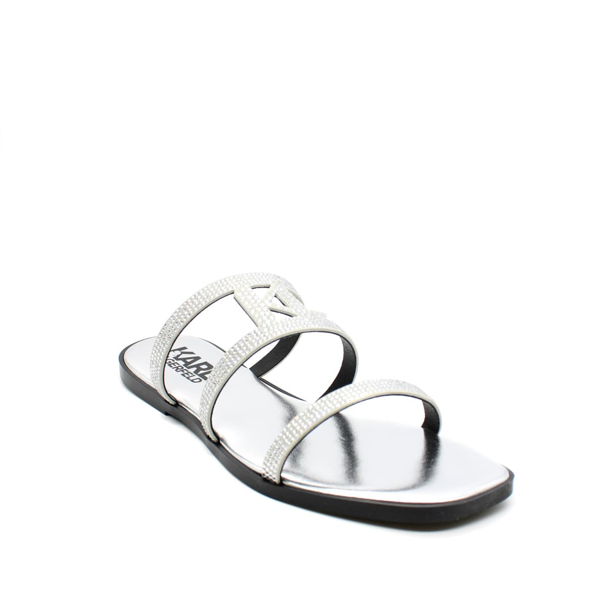 Γυναικεία KL Rhinestone Σανδάλια Ασημί Karl Lagerfeld KL87405-GSL HEAVY GLITTER