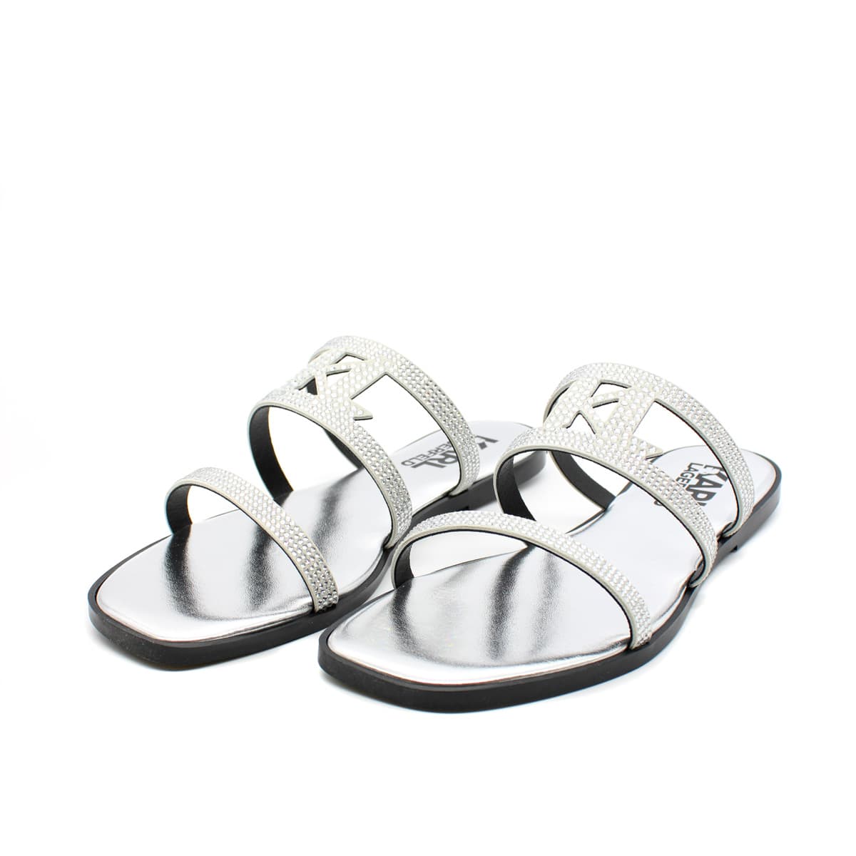 Γυναικεία KL Rhinestone Σανδάλια Ασημί Karl Lagerfeld KL87405-GSL HEAVY GLITTER