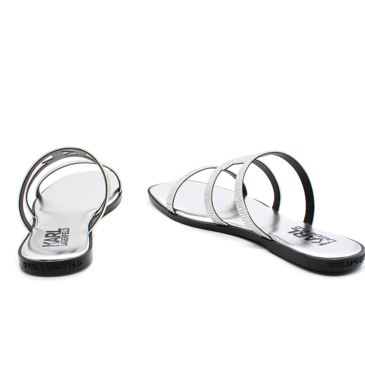 Γυναικεία KL Rhinestone Σανδάλια Ασημί Karl Lagerfeld KL87405-GSL HEAVY GLITTER