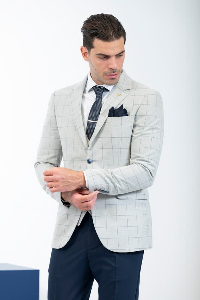 Ανδρικό Καρό Σετ Σακάκι/Γιλέκο Γκρι Vittorio CARBON-GREY