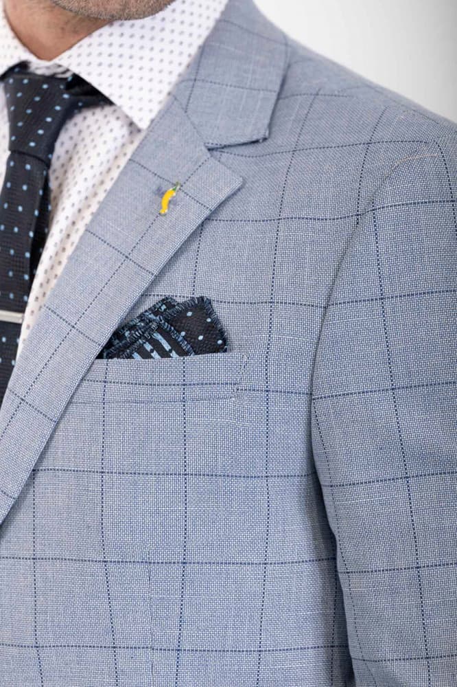 Ανδρικό Καρό Σετ Σακάκι/Γιλέκο Γαλάζιο Vittorio CARBON-BLUE