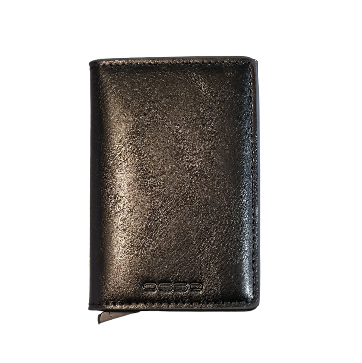 Μαύρο Πορτοφόλι Δερμάτινο RFID Card Holder OSSO Με θήκη Αλουμινίου Slide
