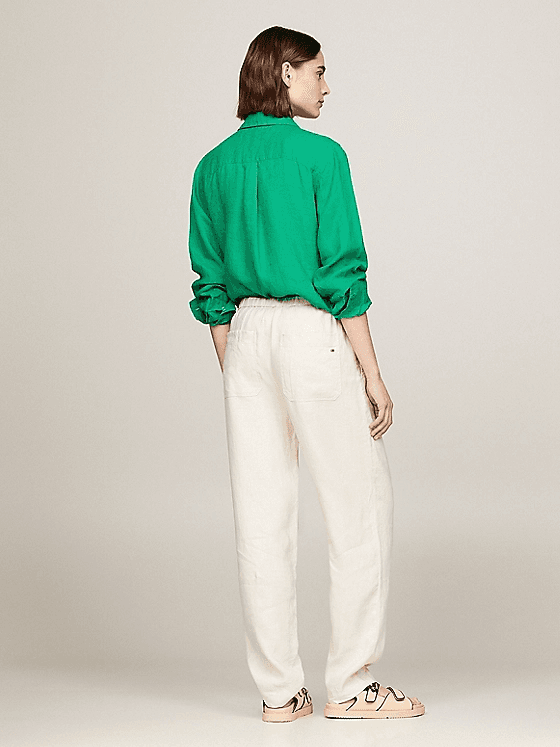 Γυναικείο Λινό Παντελόνι Μπεζ Tommy Hilfiger WW0WW41347-AEJ