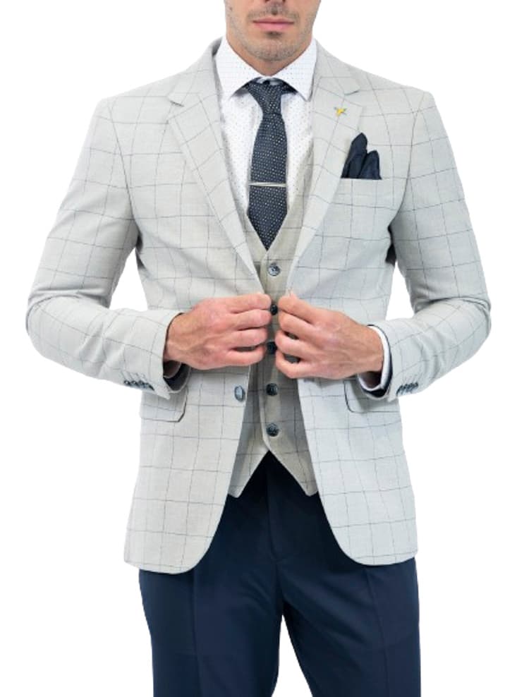 Ανδρικό Καρό Σετ Σακάκι/Γιλέκο Μπεζ Vittorio CARBON-BEIGE