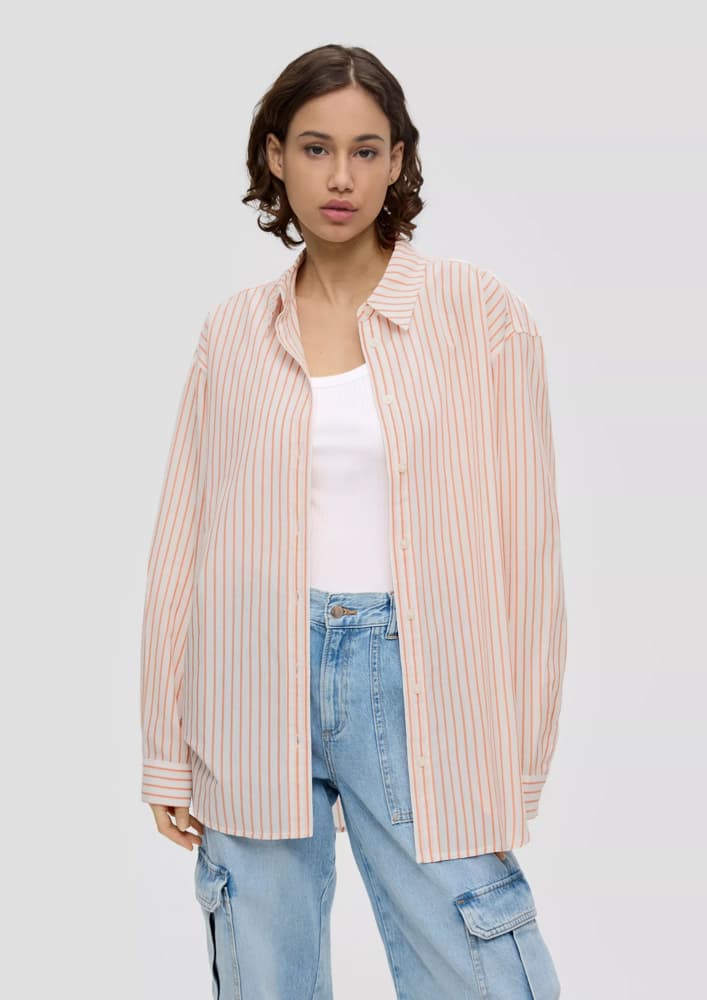 Γυναικείο Ριγέ Πουκάμισο Πορτοκαλί S.Oliver 2143494-23G1