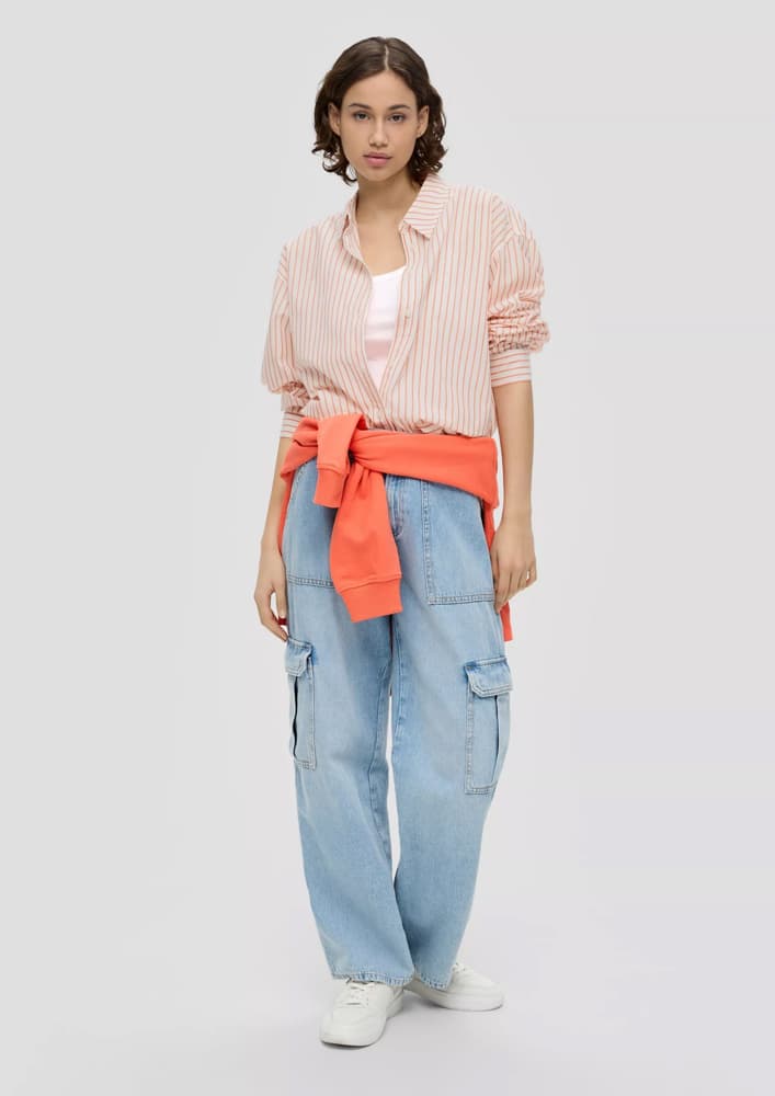 Γυναικείο Ριγέ Πουκάμισο Πορτοκαλί S.Oliver 2143494-23G1