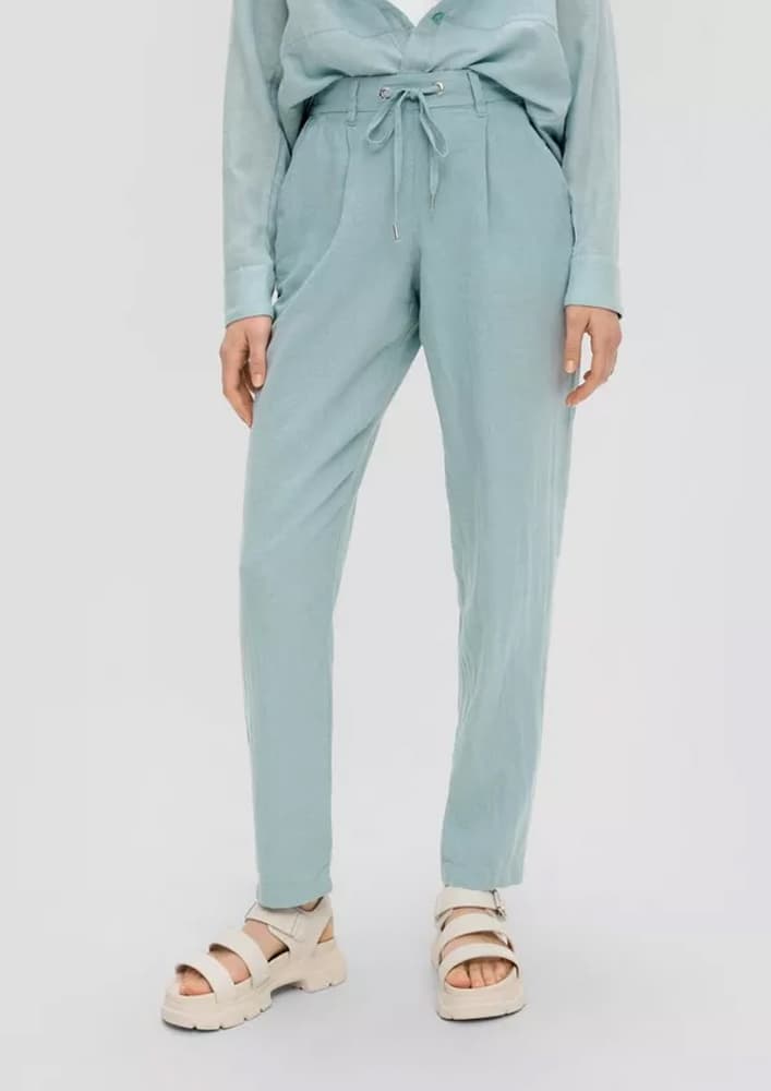 Γυναικείο Λινό Παντελόνι Γαλάζιο S.Oliver 2143789-6103