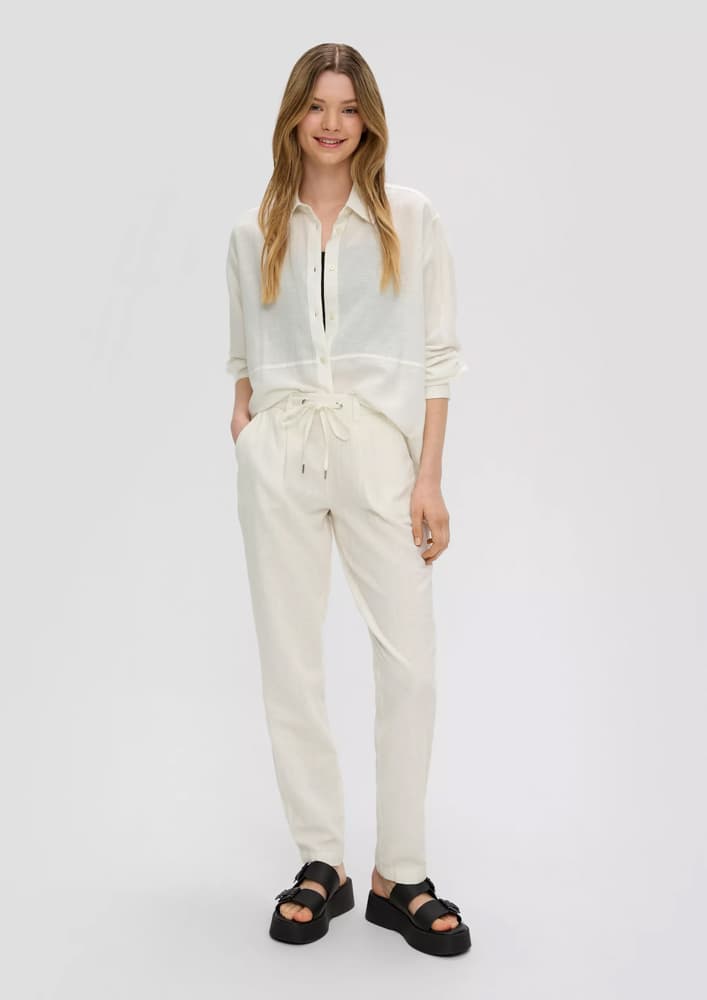 Γυναικείο Λινό Παντελόνι Εκρού S.Oliver 2143789-0200