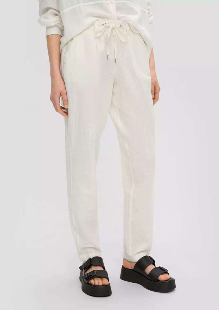 Γυναικείο Λινό Παντελόνι Εκρού S.Oliver 2143789-0200