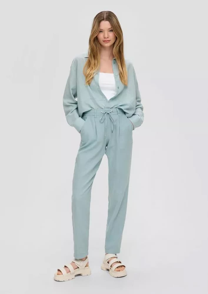 Γυναικείο Λινό Παντελόνι Γαλάζιο S.Oliver 2143789-6103