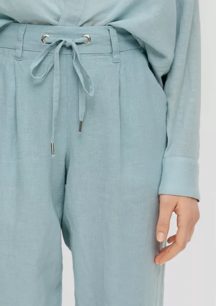 Γυναικείο Λινό Παντελόνι Γαλάζιο S.Oliver 2143789-6103