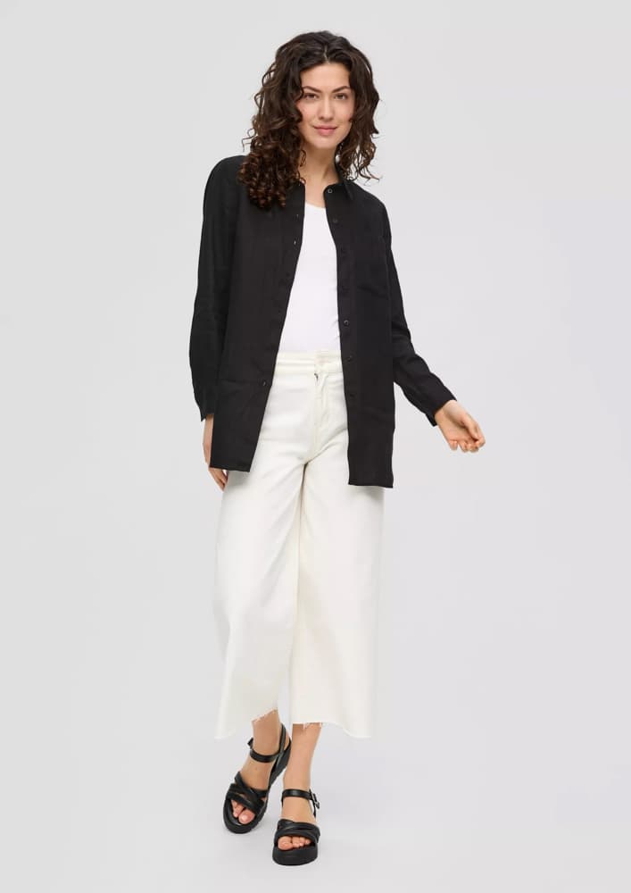 Γυναικείο Λινό Πουκάμισο Μαύρο S.Oliver 2144573-9999