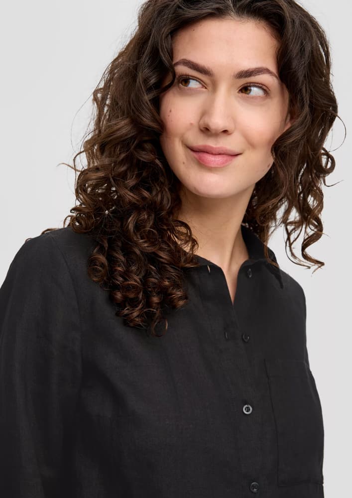 Γυναικείο Λινό Πουκάμισο Μαύρο S.Oliver 2144573-9999