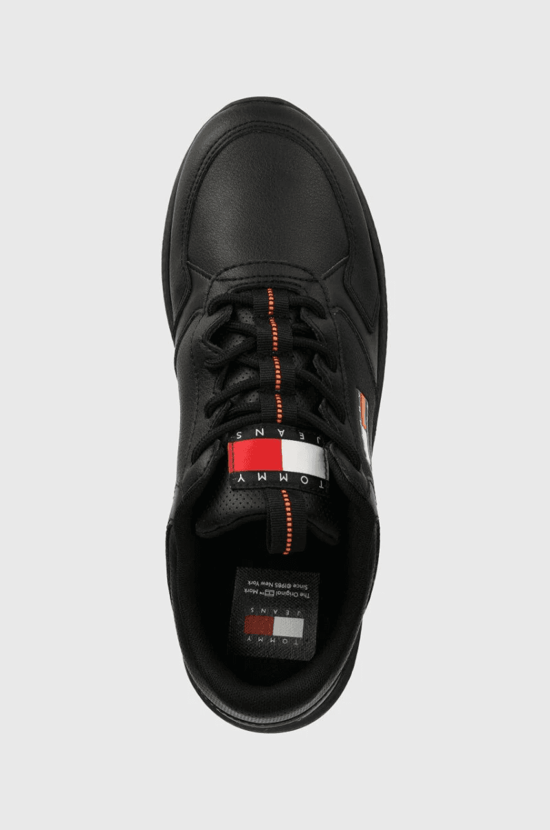 Ανδρικά Δερμάτινα Flexi Runner Sneakers Μαύρα Tommy Jeans EM0EM01409-BDS