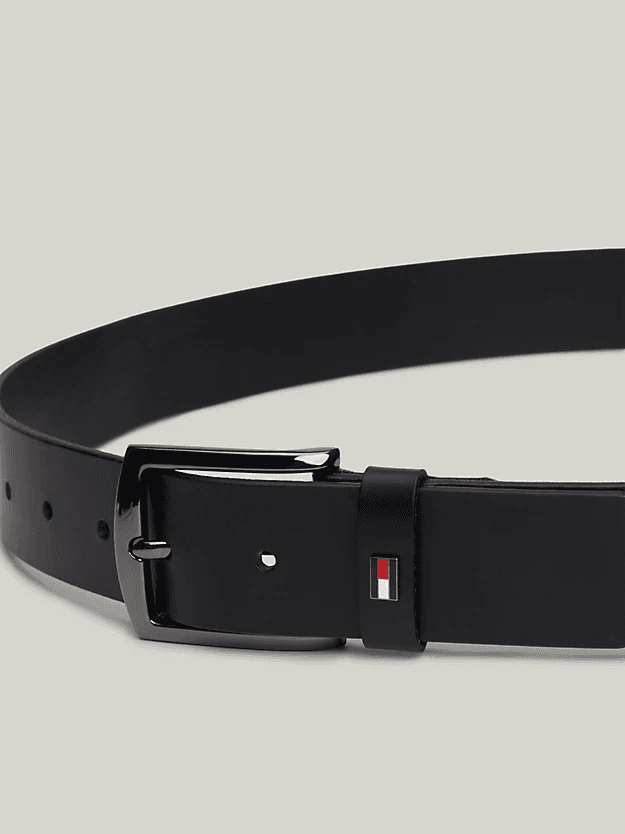 Ανδρική Δερμάτινη Denton Ζώνη Μαύρη Tommy Hilfiger AM0AM12546-BDS