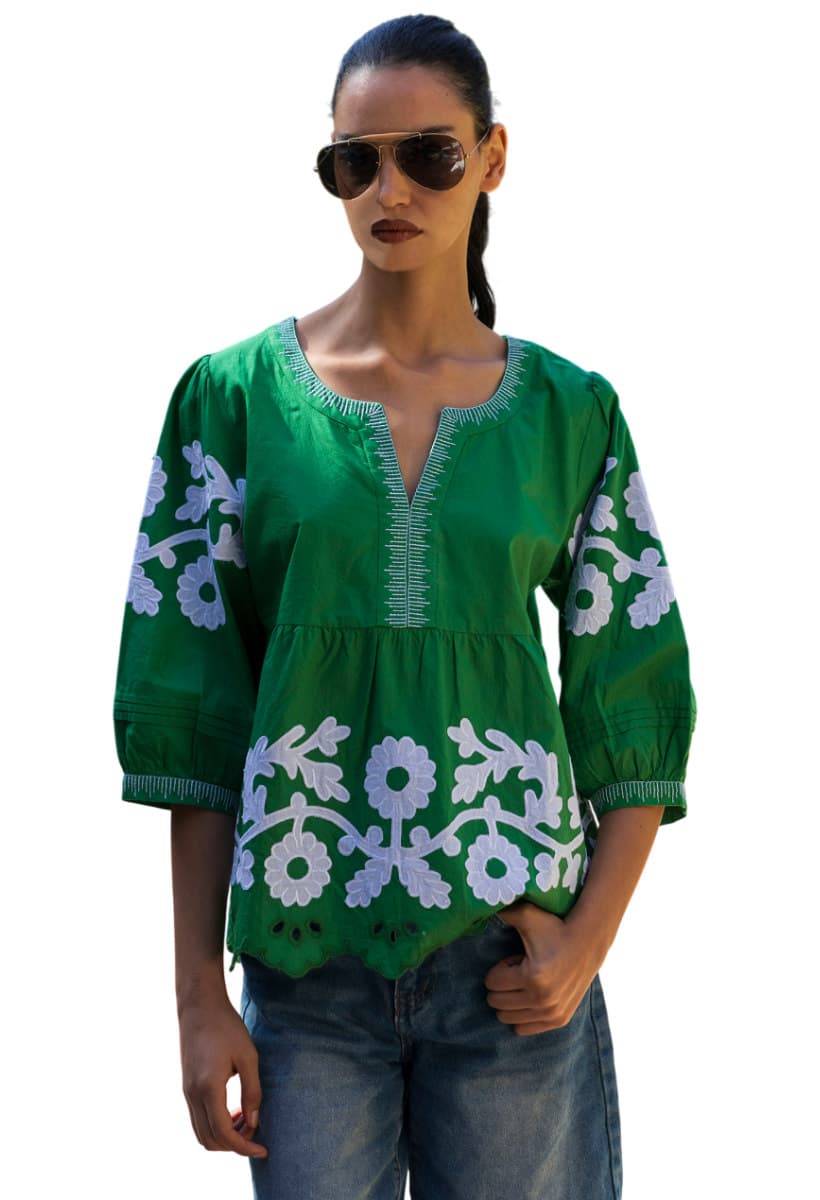 ΓΥΝΑΙΚΕΙΑ ΜΠΛΟΥΖΑ ROSE & ROSE GLADIOLA ΠΡΑΣΙΝΟ